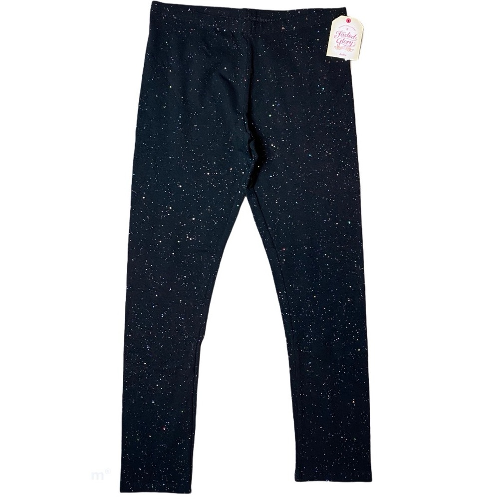 NWT Faded Glory Black Glitter Leggings